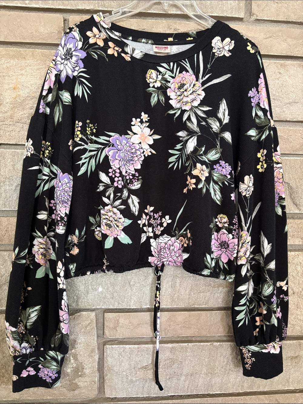 Mossimo Supply Co. Black Top with Pastel Floral Print
